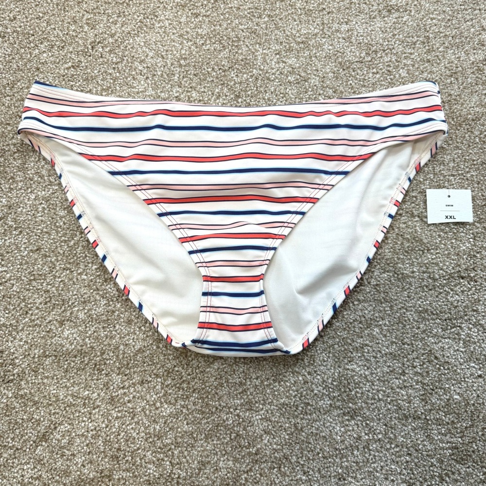 True Craft Womens XXL Striped Bikini Bottom Navy Red White NEW 2XL Nautical Swim